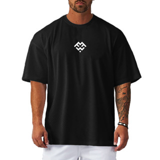 新款健身房夏季酷男式超大短袖酷保持合身網眼休閒服寬鬆健身緊身衣運動 T 恤