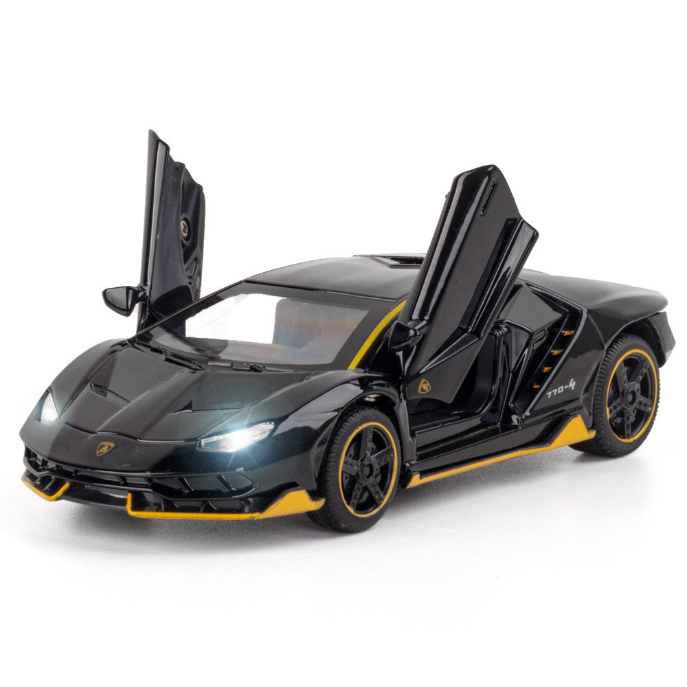 仿真車模蘭博基尼LP770閤金跑車模型三門可開迴力兒童玩具車帶聲光功能盒裝禮物