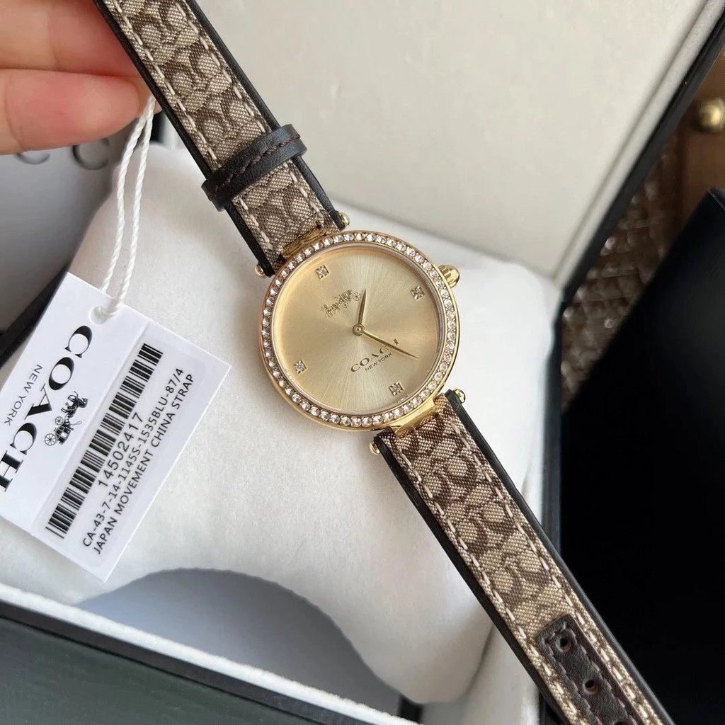 Coach蔻馳首發新品PARK系列真皮仿鱷魚紋石英女表手錶女士腕錶