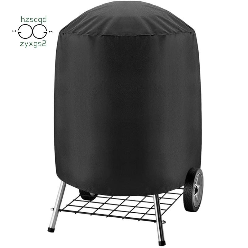 燒烤爐罩 210D 燒烤爐罩適用於韋伯木炭水壺,防水黑色煙熏罩圓形燒烤爐罩燃氣戶外