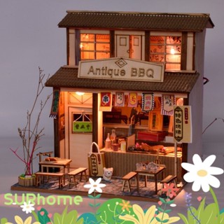 【SURHome】迷你小屋袖珍小屋娃娃屋diy小屋創意手工拼裝建築模型小屋燒烤店閣樓模型禮物