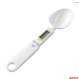 廚房用數字勺秤 500g/ 0.1g 高精度便攜式電子迷你秤 LCD 顯示單元可切換/數據鎖/去皮功能食品烹飪烘焙秤