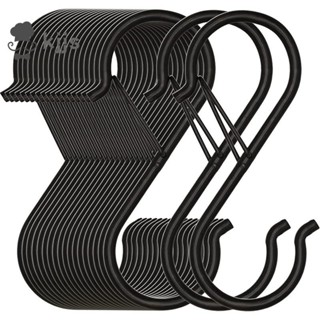 20 件裝 S 掛鉤,用於懸掛,重型安全扣設計金屬黑色 S 形掛鉤,用於懸掛廚具、鍋具