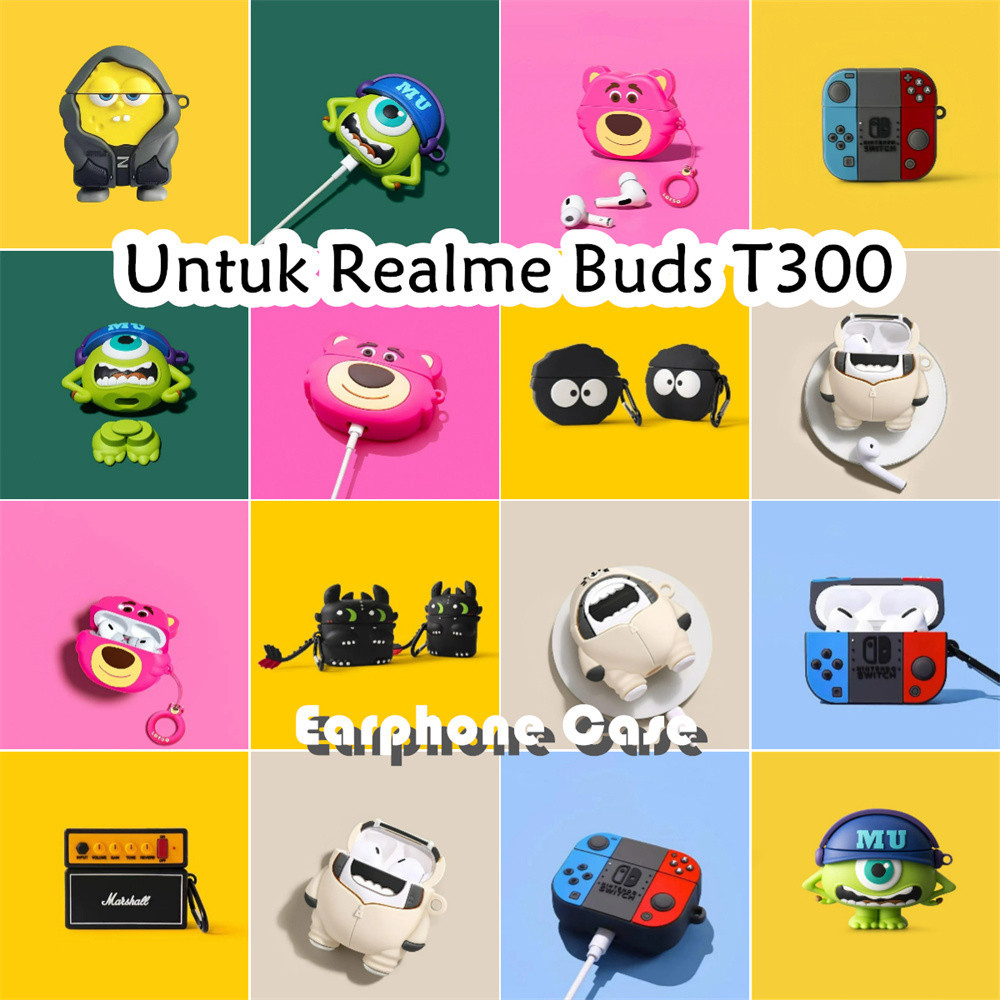 適用於 Realme Buds T300 保護套時尚卡通鯊魚 T 恤軟矽膠耳機套保護套 NO.4