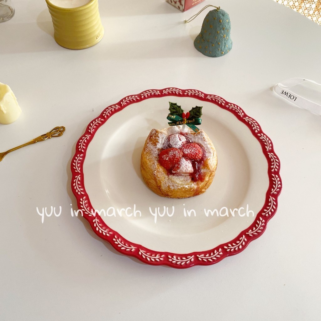 【精美餐具】北歐復古麥穗花邊西餐餐具 法式浮雕甜品盤早餐盤泡麵碗家用盤子