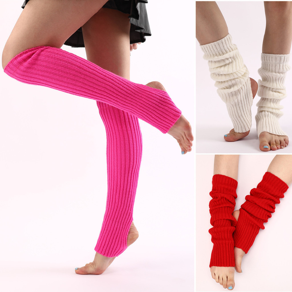 50cm瑜伽舞蹈腳套運動防護成人中童針織毛線保暖護腿芭蕾踩腳襪套女士小腿襪套