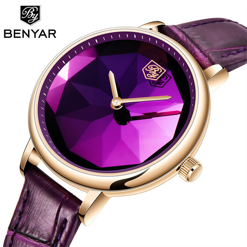 BENYAR品牌手錶 5155 切割玻璃 紋錶盤 石英 防水 高級女士手錶