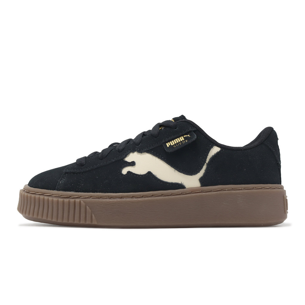 Puma 休閒鞋 Suede Platform Cutout Wns 黑 米白 焦糖底 女鞋【ACS】 39723301