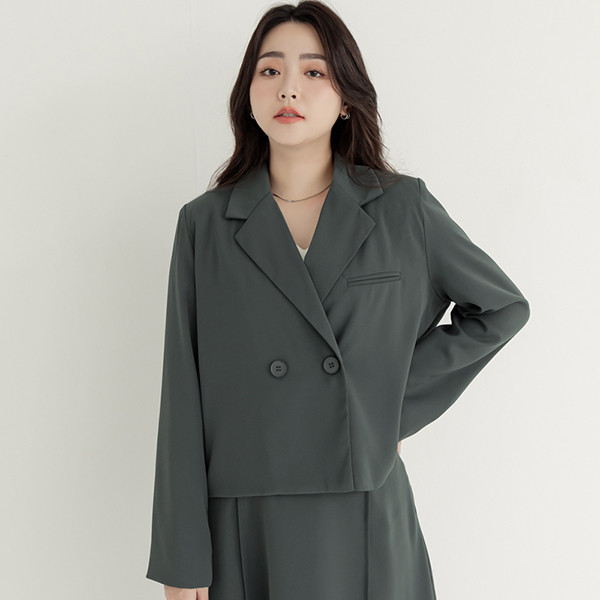 【PolyLulu】 MISS.韓系簡約小姐姐西裝外套 中大尺碼外套 灰色