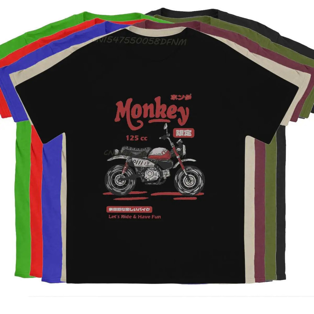 HONDA 【有貨】本田猴子黑色版經典男T恤摩托車賽車夏季上衣男士T恤純棉T恤復古