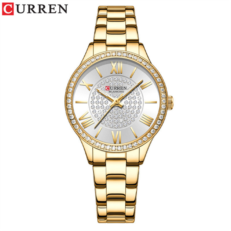 CURREN品牌 9084  水鑽 鋼帶 石英 防水 高級女士手錶