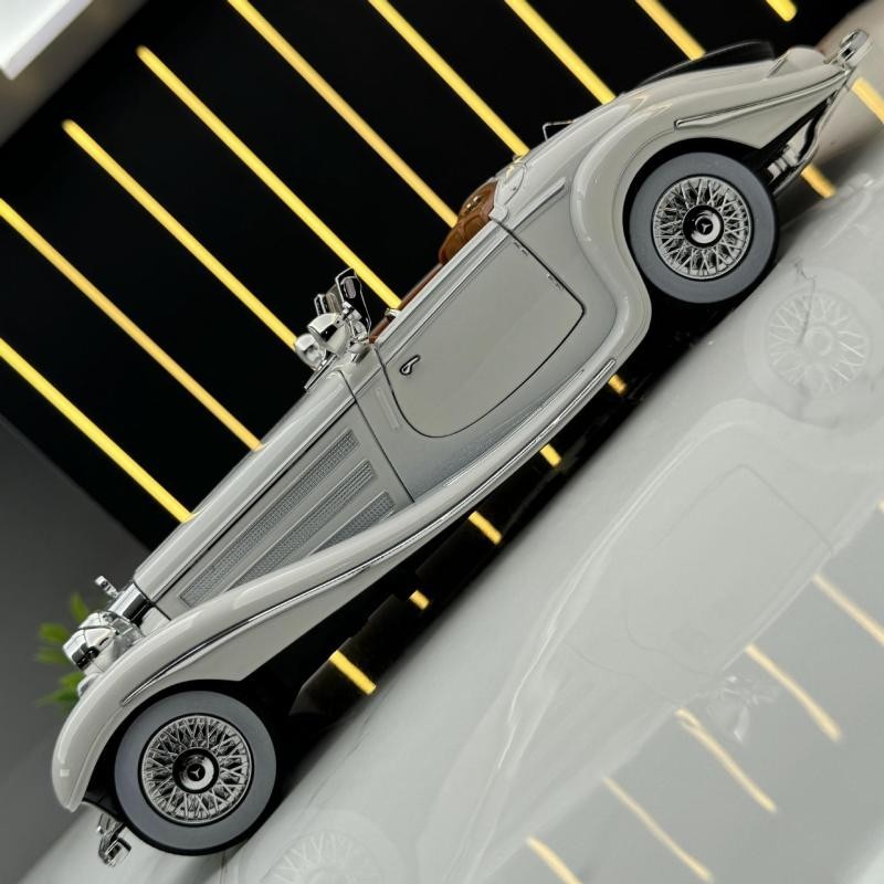 模型車 1:24 賓士模型車 500K 1935款 復古 敞篷車模型 老爺車 回力車玩具 聲光模型車 合金車擺件 收藏品