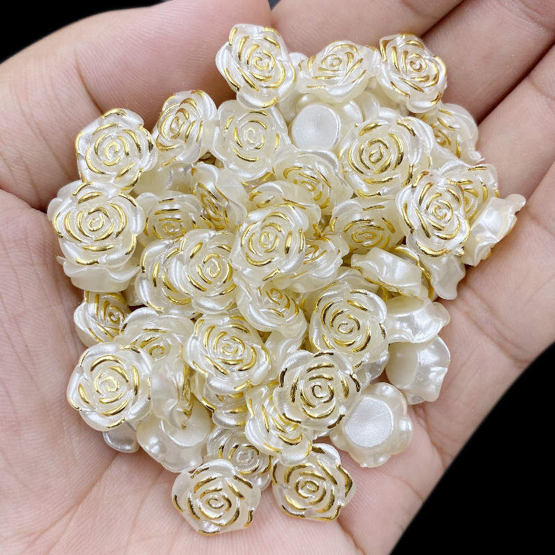 用於珠寶製作散珠 DIY 工藝品 5-50 件米色花朵尋找魅力吊墜項鍊手鍊