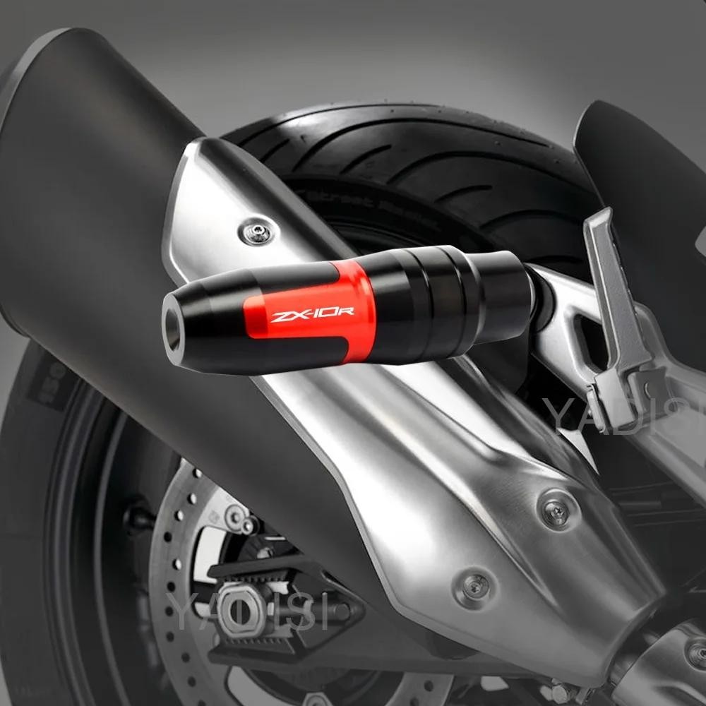KAWASAKI 適用於川崎 ZX10R ZX 10R 2006-2016 配件摩托車鋁製防撞墊排氣滑塊防撞保護器帶徽標
