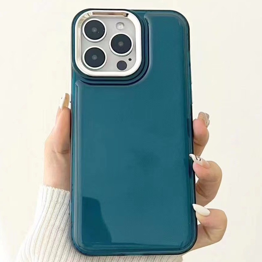 新款適用iphone15手機殼電鍍鏡頭框蘋果14Pro麵包殼xs素色保護套