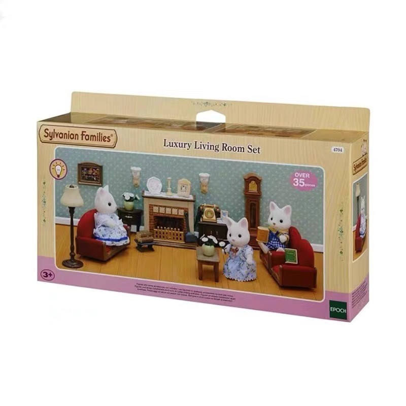 森林家族紅沙發壁爐復古客廳全新絕版女孩過家家玩具禮物