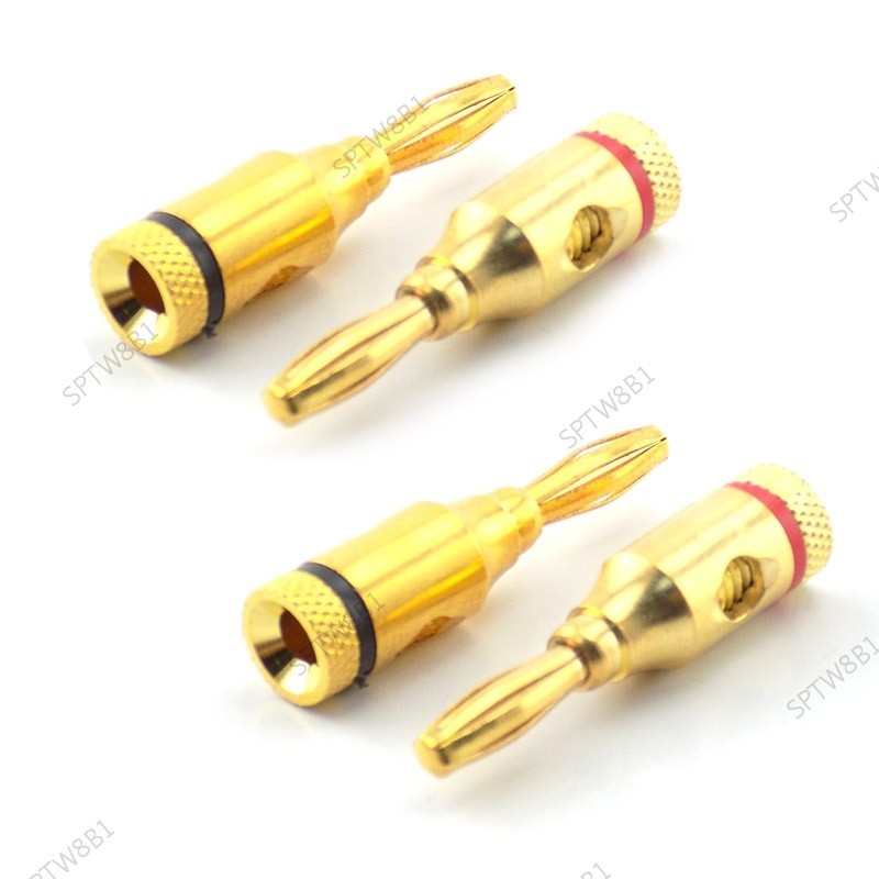 音頻 4 毫米香蕉插頭電纜連接器插座 24k 鍍金 8AWG 至 20AWG 電線轉換器 TW8B1