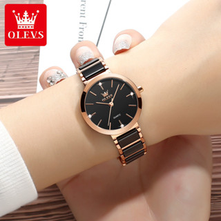 OLEVS 5877 品牌手錶 陶瓷錶帶石英錶 簡約潮流女士手錶 女表