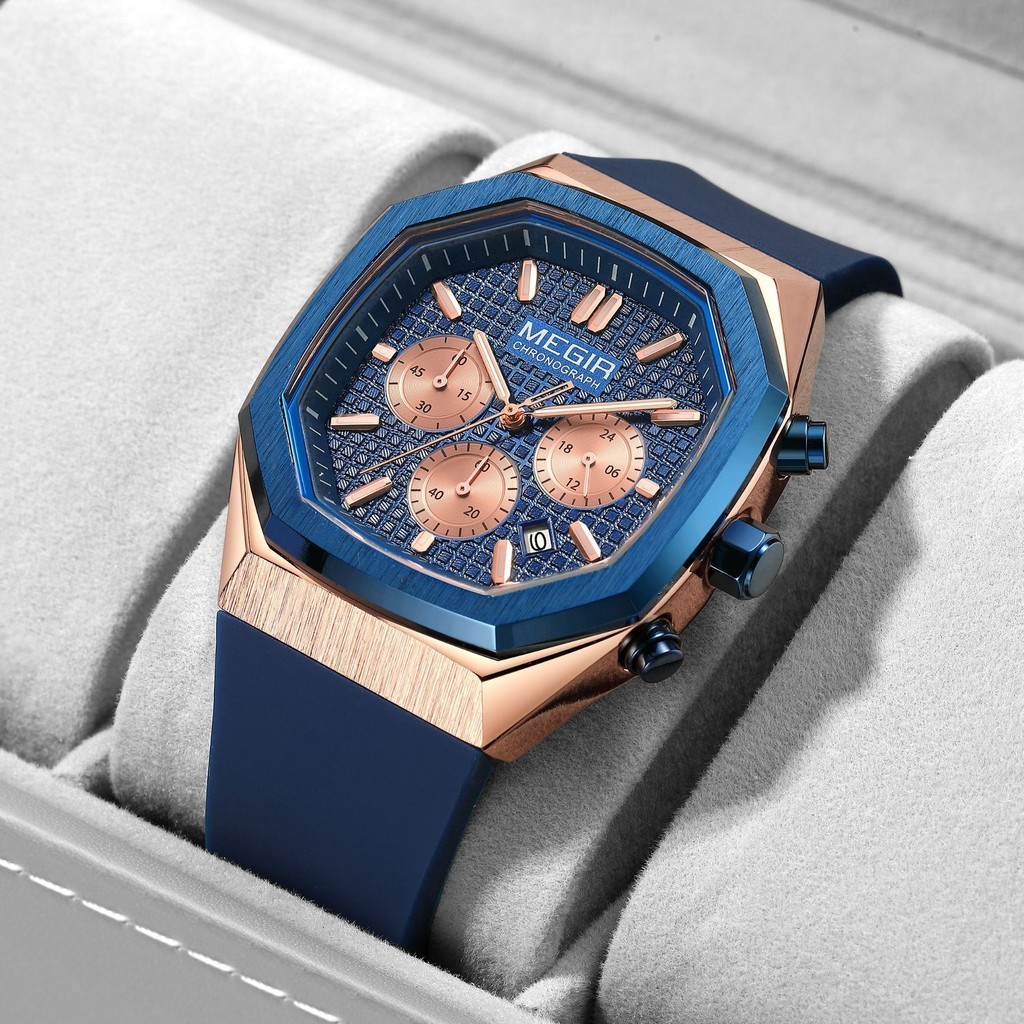 MEGIR新款男士手錶  三眼六針時尚多功能夜光防水男士石英手錶 2215G