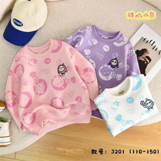 秋季新款女大童長袖衣服上衣春秋新款滿印蛋仔衛衣男女童時尚寬鬆百搭外傳上衣可愛印花卡兒童