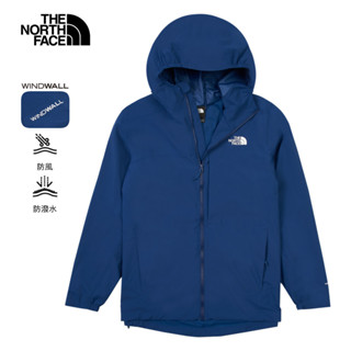 The North Face北面男款藍色DWR防潑水連帽輕量風衣｜89ZND1R