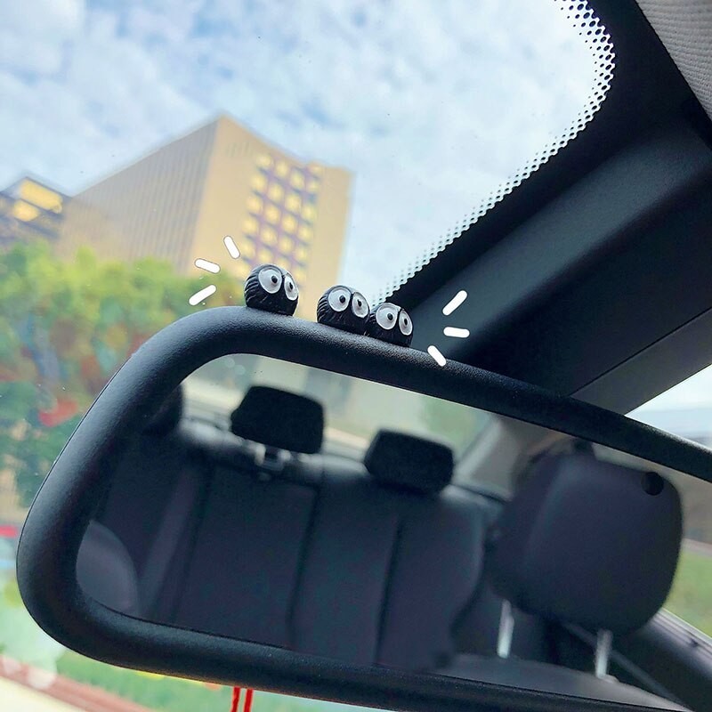 全新 2024 年黑色 ELF 汽車內飾中控台鏡子門把手裝飾汽車配件可愛裝飾品電動車裝飾品。