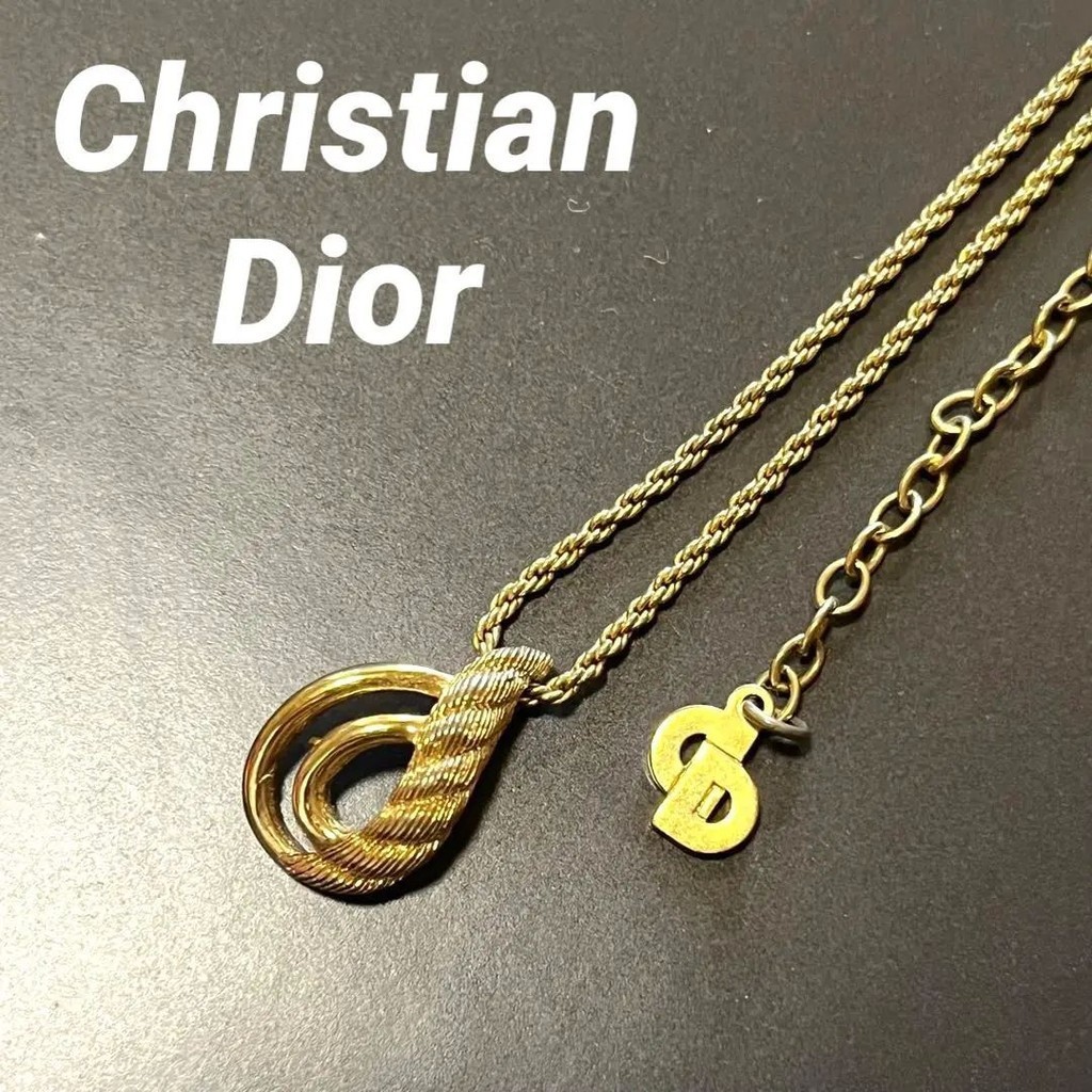 Dior 迪奧 項鍊 金色 CD Logo 旋轉 水滴 日本直送 二手