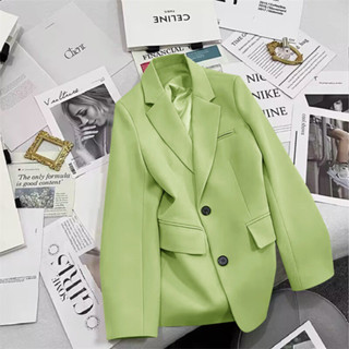 西裝外套新款質感綠色新款西裝外套高級休閒時尚百搭上衣