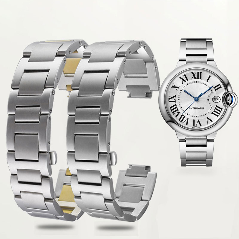 不銹鋼錶帶適用於卡地亞藍色氣球錶帶凸口男女腕帶 8 /11/ 12/ 14mm