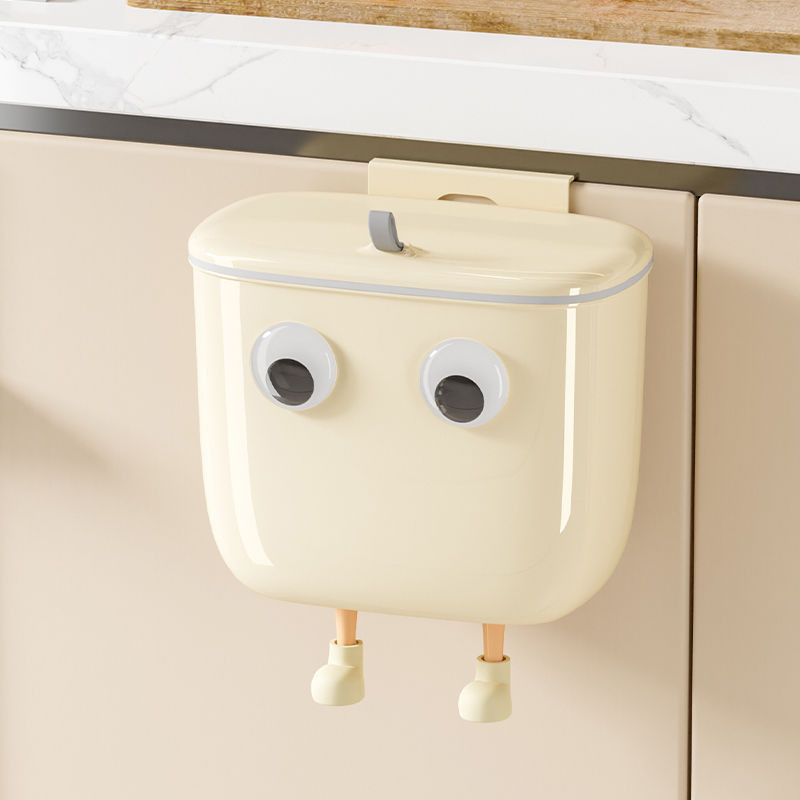 大眼睛壁掛式垃圾桶 衛浴收納盒 廚房家用廁所客廳附蓋專用有蓋可愛diy