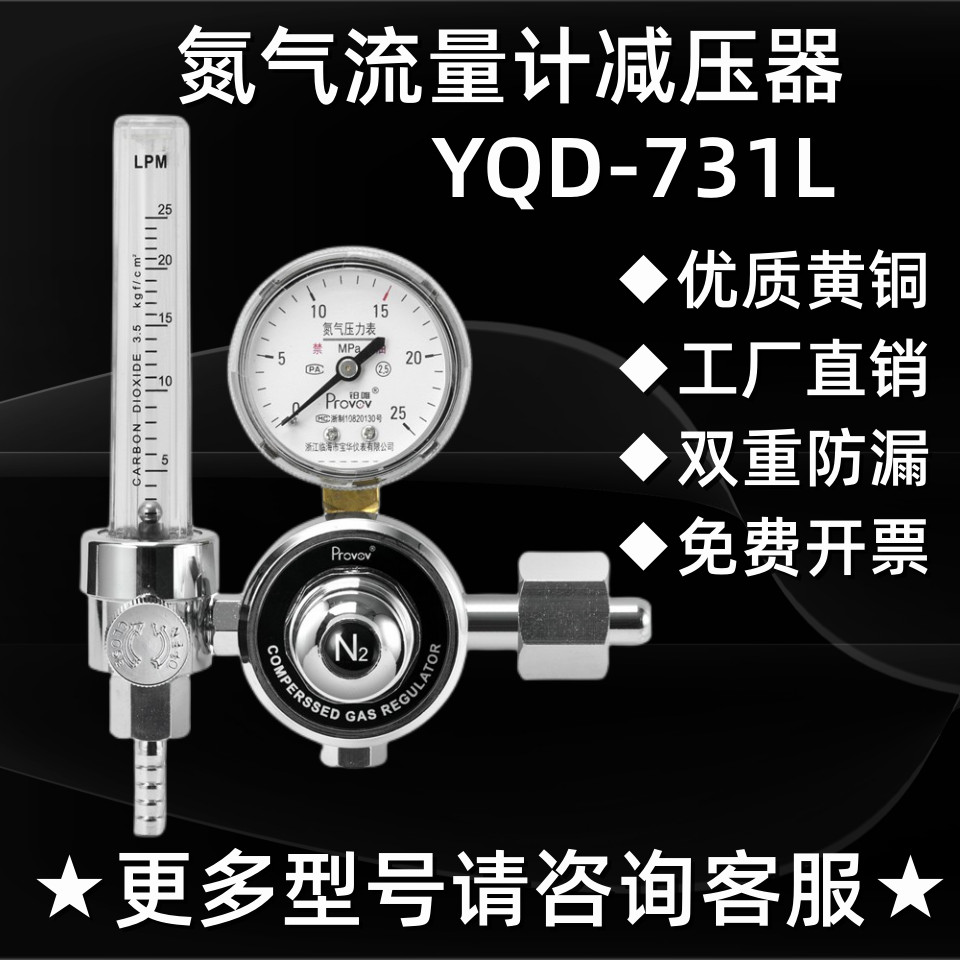 氮氣YQD-731L減壓閥流量計氮氣減壓器壓力錶實驗室N2尾氣檢測精密 H72T