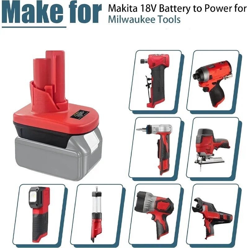 鋰電池轉換器 適用於：Makita/Dewalt/Milwaukee的電池轉米沃奇M12 電動工具 轉接器轉