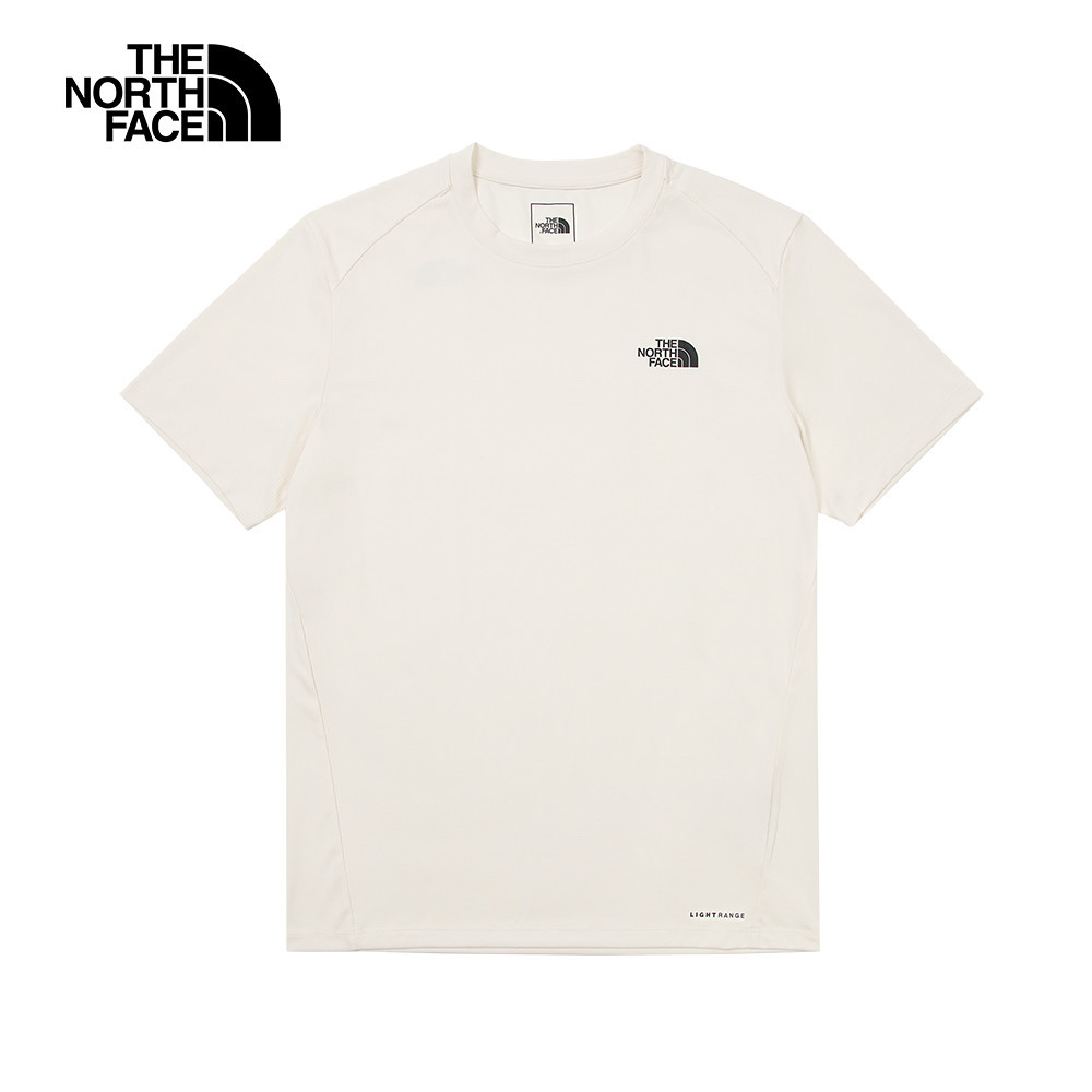The North Face北面男款米白色吸濕排汗防曬透氣休閒短袖T恤｜83TOQLI