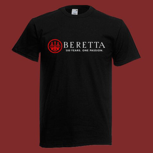 Beretta Firearms Gun 紅色徽標男式黑色 T 恤尺寸 S5Xl 棉