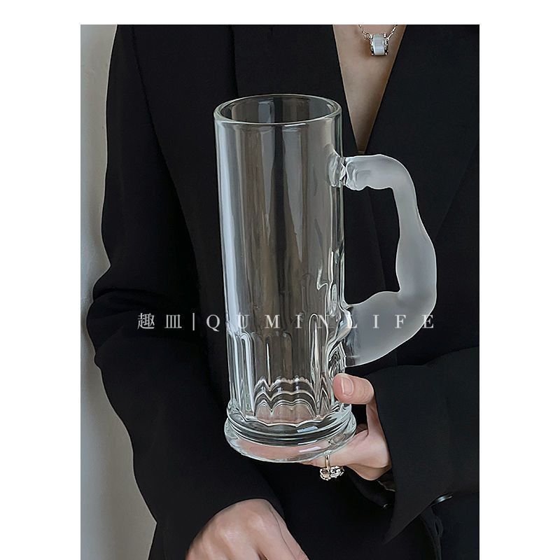 【台灣熱賣】 大力士手把杯 大容量水手果汁杯 帶把手小眾高顏值 玻璃杯水杯