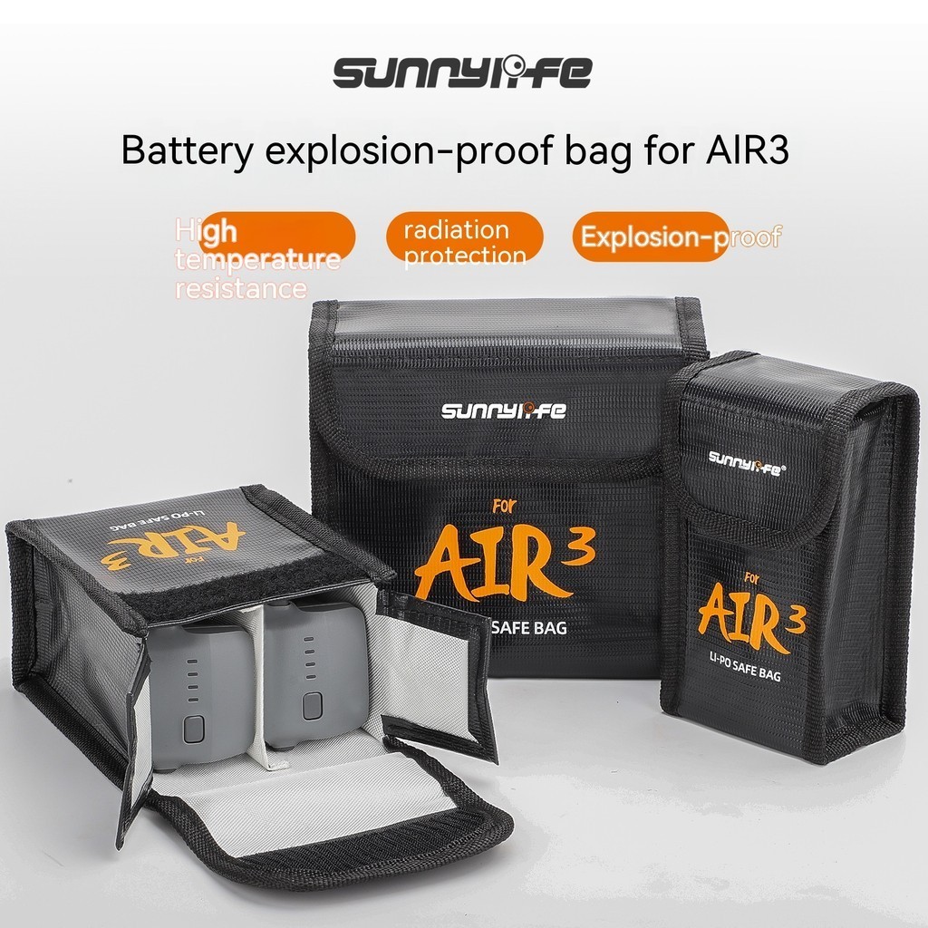 Sunnylife適用於DJI AIR 3電池防爆袋鋰電安全收納包阻燃保護袋配件