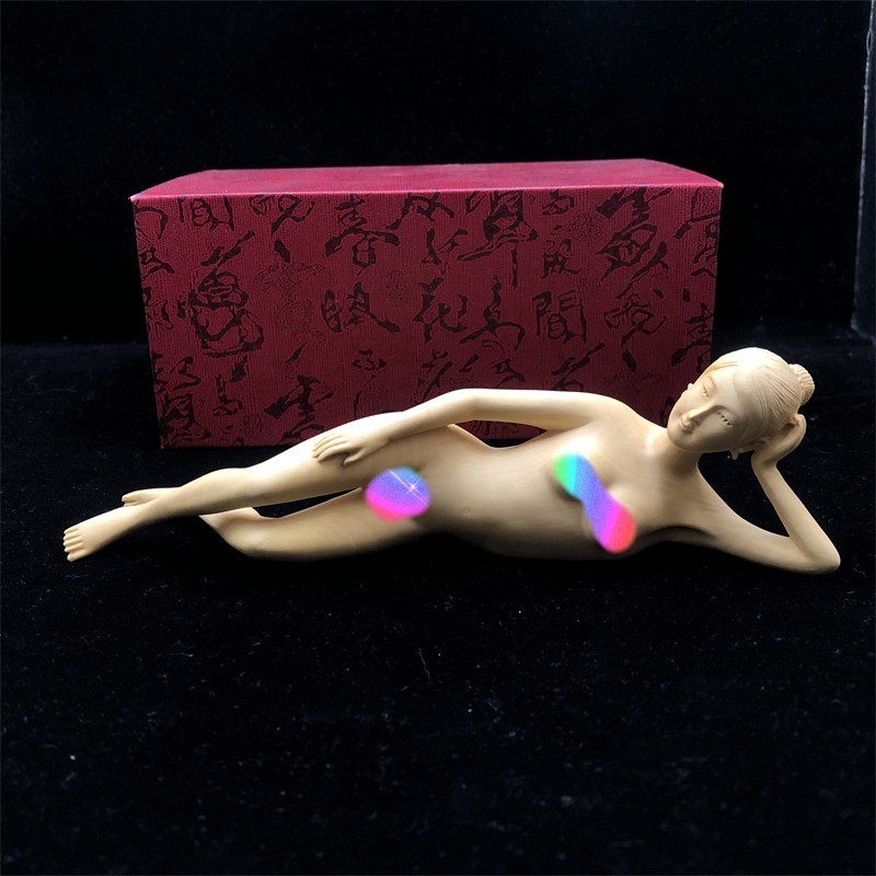 黃楊木雕刻側躺裸女精品實木擺件工藝品家居裝飾高檔美女情趣姿態