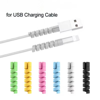 電纜線保護器矽膠充電電纜螺旋繞線器電線端線保護器手機 USB 充電器電纜保護器充電器電纜隨機顏色