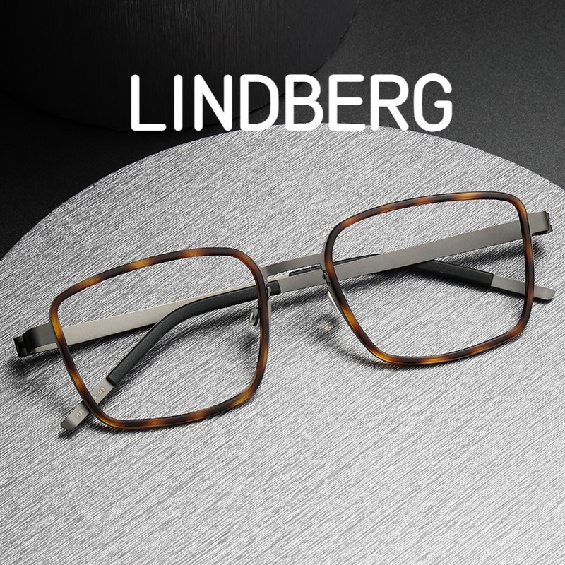 【Ti鈦眼鏡】純鈦眼鏡框 LINDBERG林德伯格同款 大框灰色9754商務百搭可配近視眼鏡架 寬度143mm