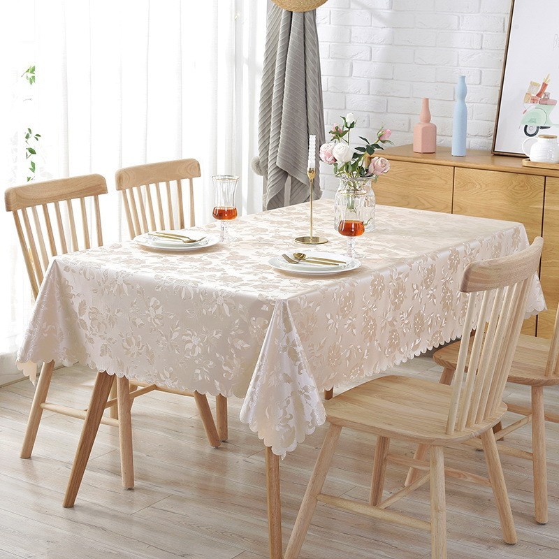 歐式暗花pvc桌布 防水防油茶几餐桌布家用檯布長方形塑膠