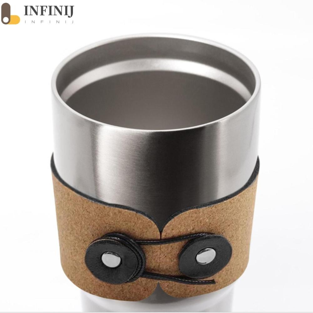 [infinij.tw] 木紋皮革咖啡杯杯套 露營不鏽鋼咖啡杯手握皮套隔熱防燙軟皮