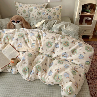 浪漫兔兔 INS卡通風純棉四件組 100%棉 精梳棉 單人/雙人/雙人加大床包組 床罩組 床單組 裸睡寢具 三件組 親
