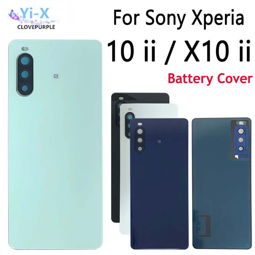 1x 適用於索尼 Xperia 10 ii 後面板電池蓋外殼門適用於 X10 ii 後殼 + 相機玻璃鏡頭 + 粘合劑