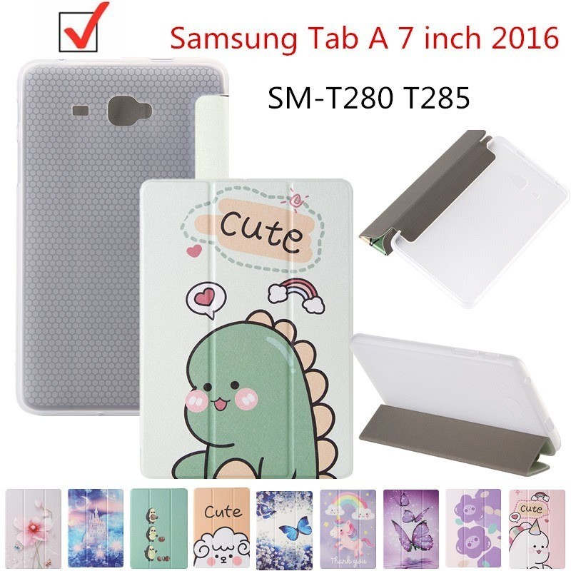 SAMSUNG Tpu 翻蓋薄適用於三星 Tab A 7.0 2016 SM-T280 T285 超薄三折翻蓋全保護 T