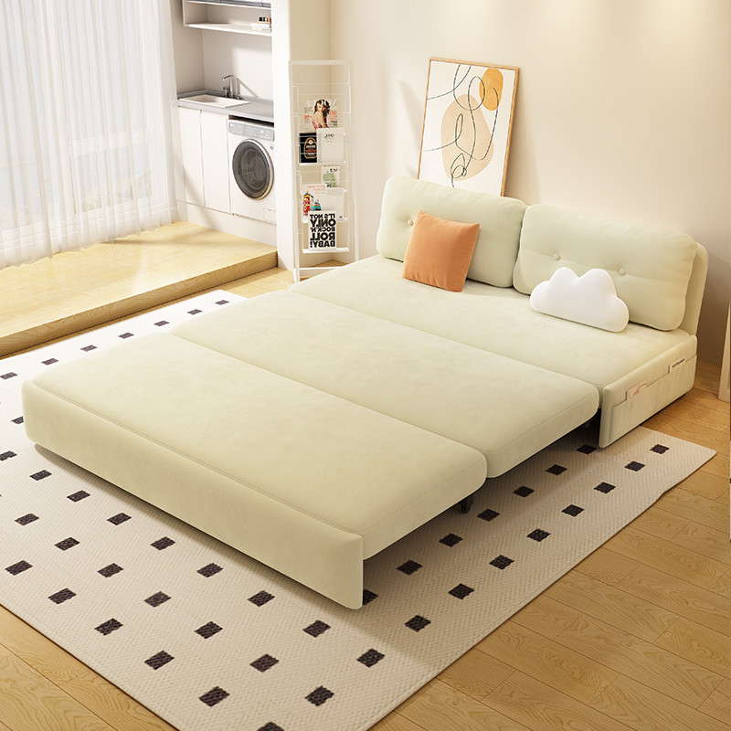 奶油風科技布可摺疊沙發床兩用客廳小戶型網紅款陽台多功能單雙人