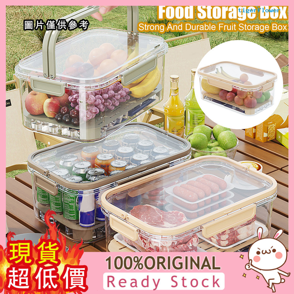 [芒芒小鋪] 食品級手提保鮮盒塑膠手提戶外野餐盒大長方形冰箱收納密封盒冷藏