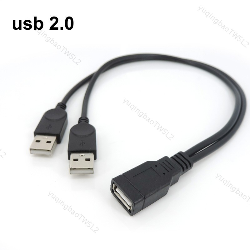 Usb 2.0 A 母頭轉 USB 公頭 2 雙雙電源 USB 母頭分線器延長數據線 HUB 充電打印機 TW5L2