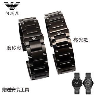 限時特惠阿瑪尼手錶帶原裝黑色鋼帶AR6008/2447/1970/0382/0389蝴蝶扣表鏈+F123