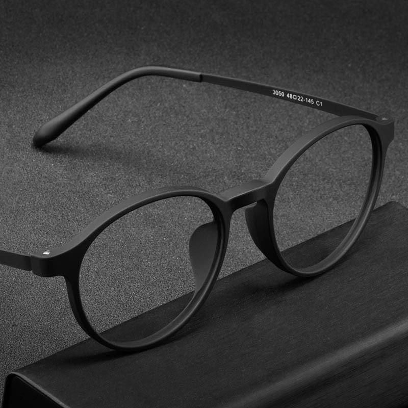 3050時尚圓形TR90眼鏡框超彈鈦合金眼鏡超輕舒適非近視眼鏡架
