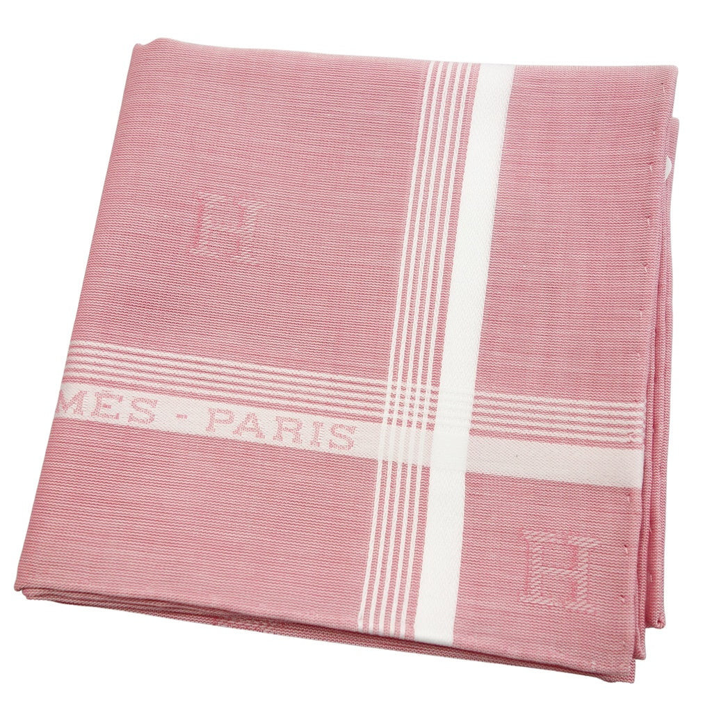 HERMES 愛馬仕附盒子 手帕棉 粉紅色 100% 日本直送 二手
